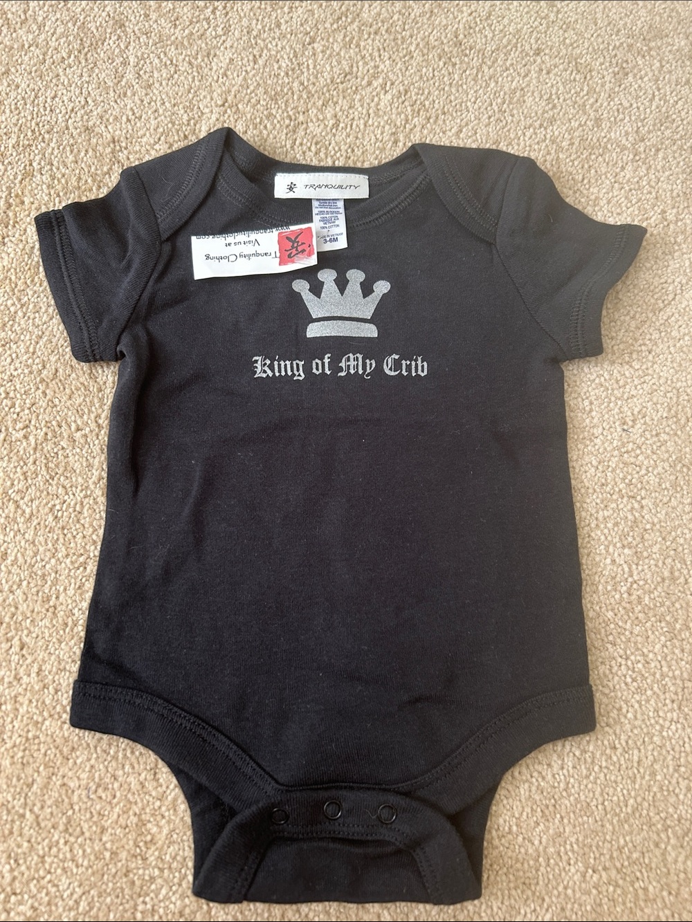 Tranquility by Colorado Clothing Black "King of My Crib" Baby Bodysuit